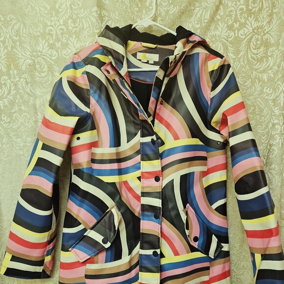 Boden rainbow striped coat raincoat bloggers' favorite size 4 - Picture 3 of 14
